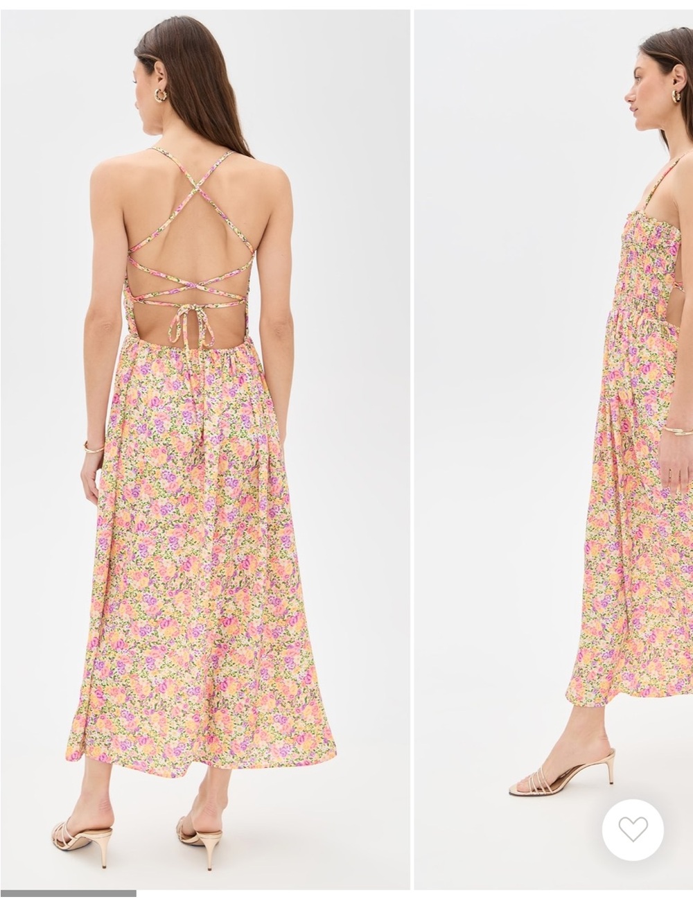 Resa Caroline Floral Pink Strappy Back Midi Dress